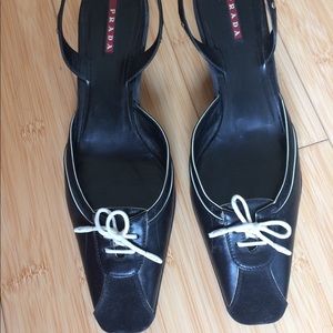 Prada leather pumps in dual color